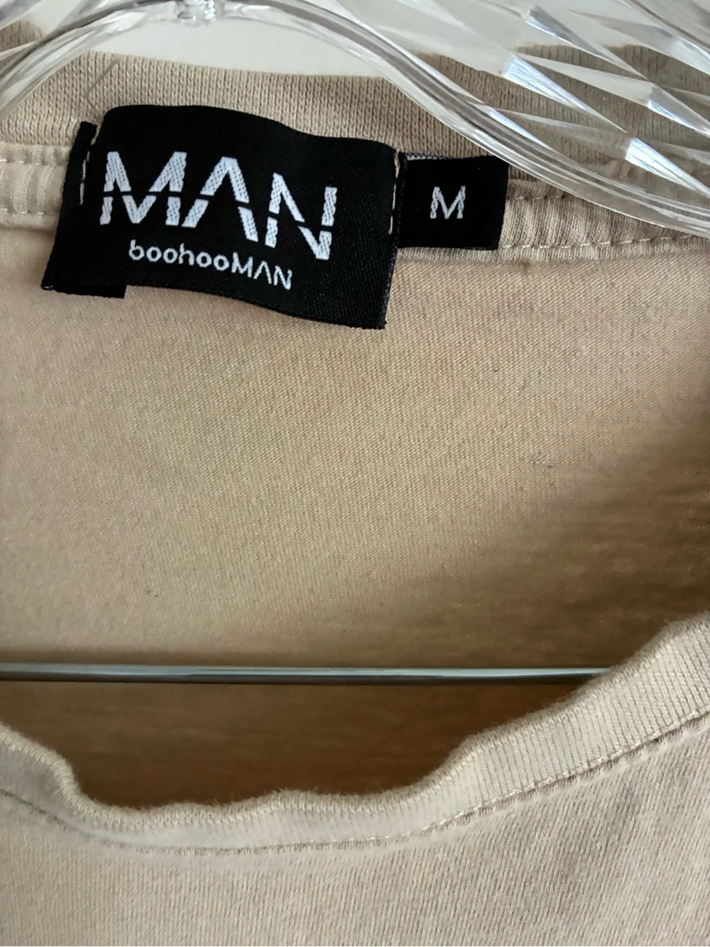 Boohoo Mens Beige Crew Neck Short Sleeve T-Shirt